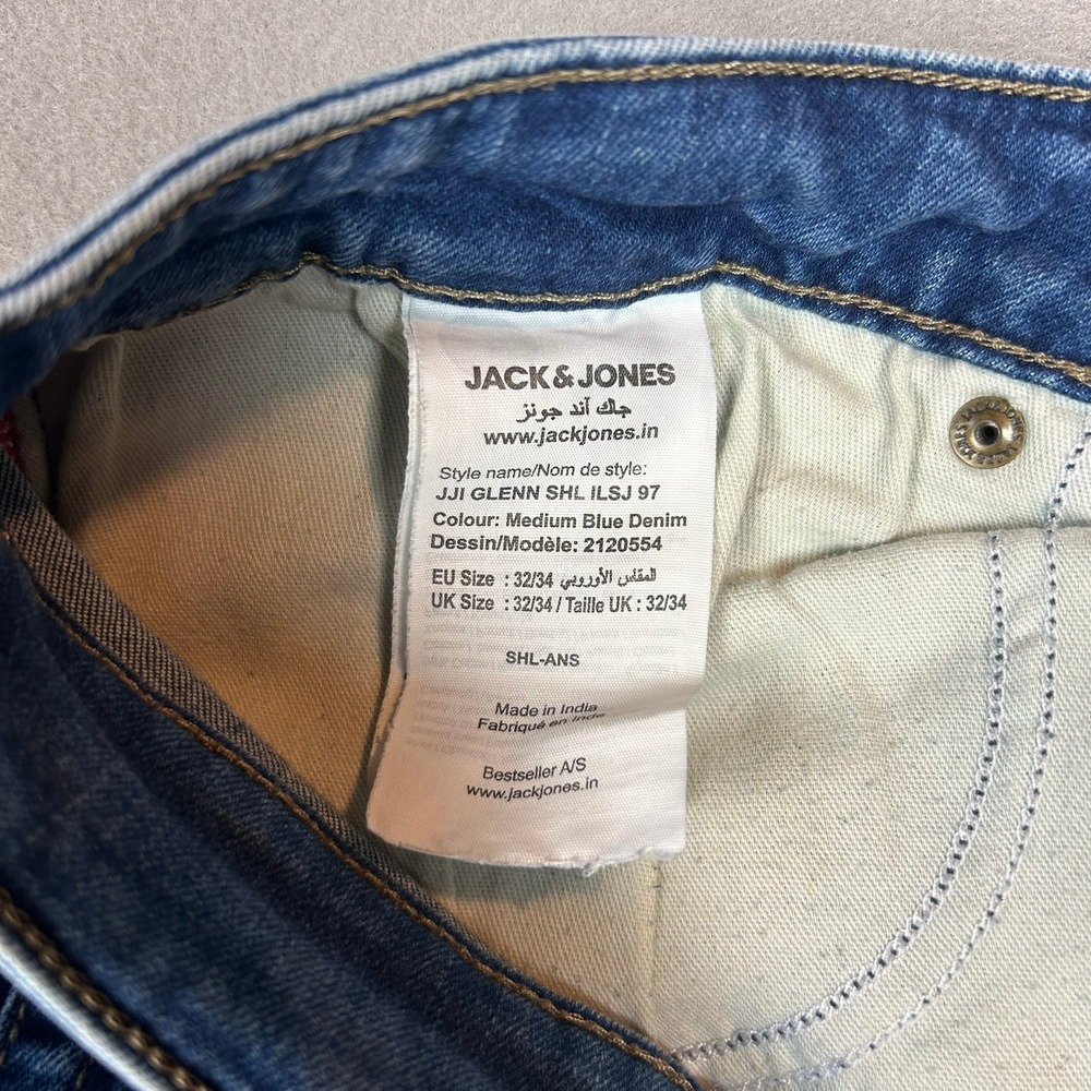 Jack & Jones Jeans Glenn Slim Fit Stretch Mens 32x34 Medium Blue Denim - Picture 3 of 16